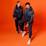 Black Unisex Graphic Fleece Tracksuit