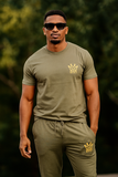 MEER Crown Tracksuit Set – Olive Green | Ultra‑Soft Cotton Blend