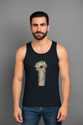 Quirky Ostrich Tank – Midnight Black | 100% Cotton