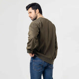 Olive Green Graphic Patch Sweatshirt