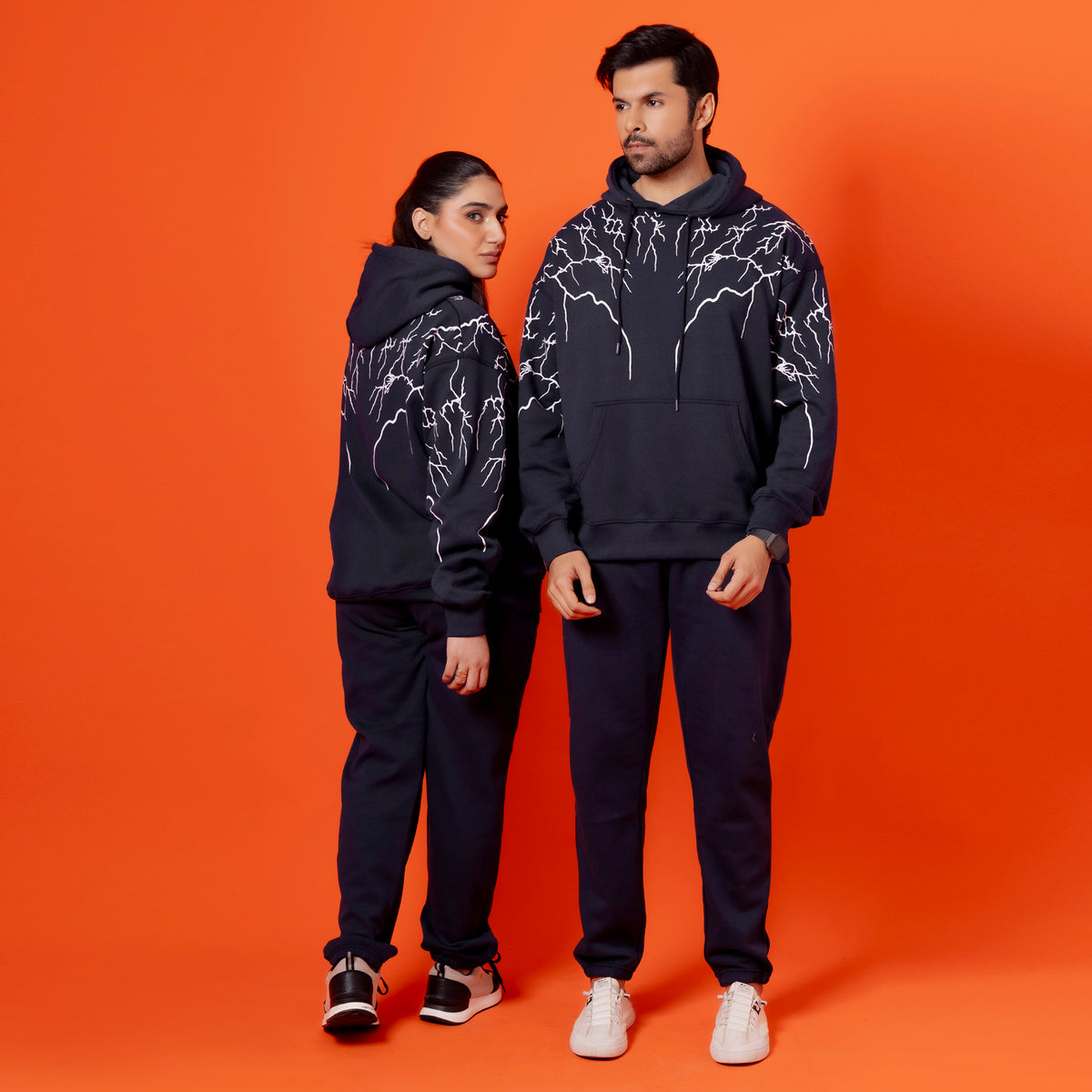 Black Unisex Graphic Fleece Tracksuit