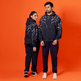 Black Unisex Graphic Fleece Tracksuit