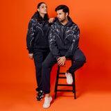 Black Unisex Graphic Fleece Tracksuit