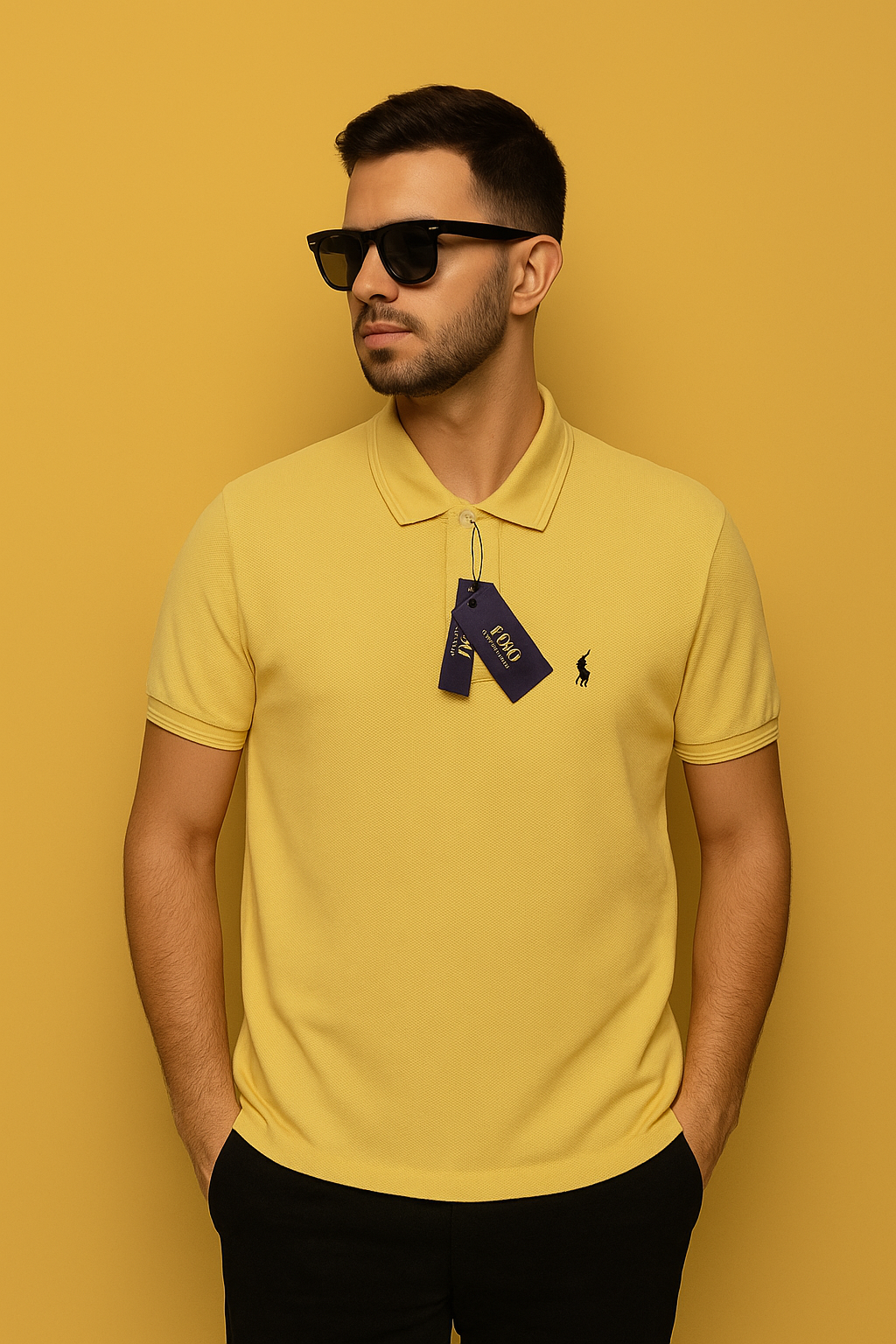 Sunburst‑Yellow Polo Shirt – Classic Fit | 100% Cotton Piqué