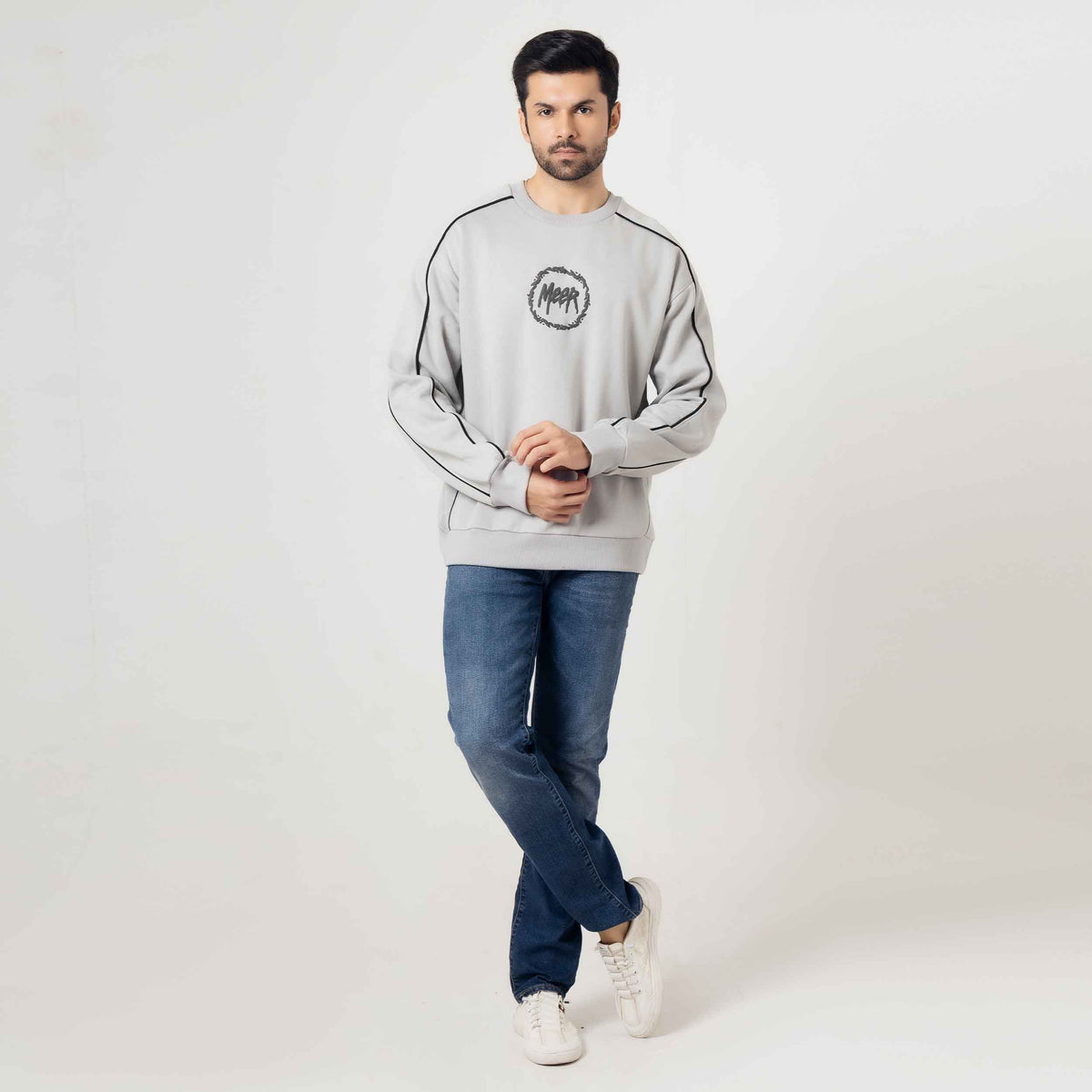 Light Grey Piped Sweatshirt