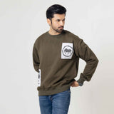 Olive Green Graphic Patch Sweatshirt