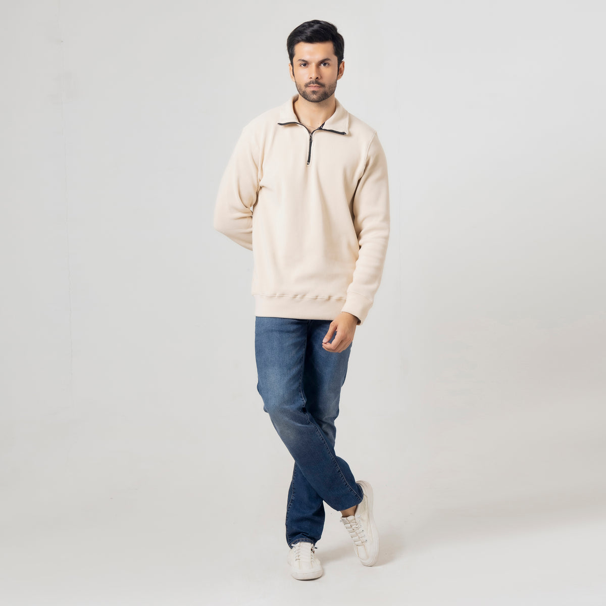 Mock Neck Zip Fleece Sweatshirt
