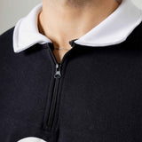 Black Graphic Collared Pullover